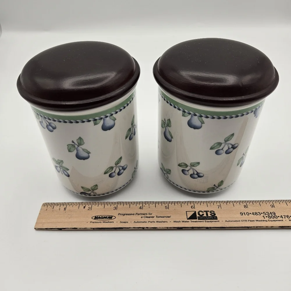 Vintage Villeroy & Boch Provence Set Of 2 Storage Jars w/ Lid Canisters Germany